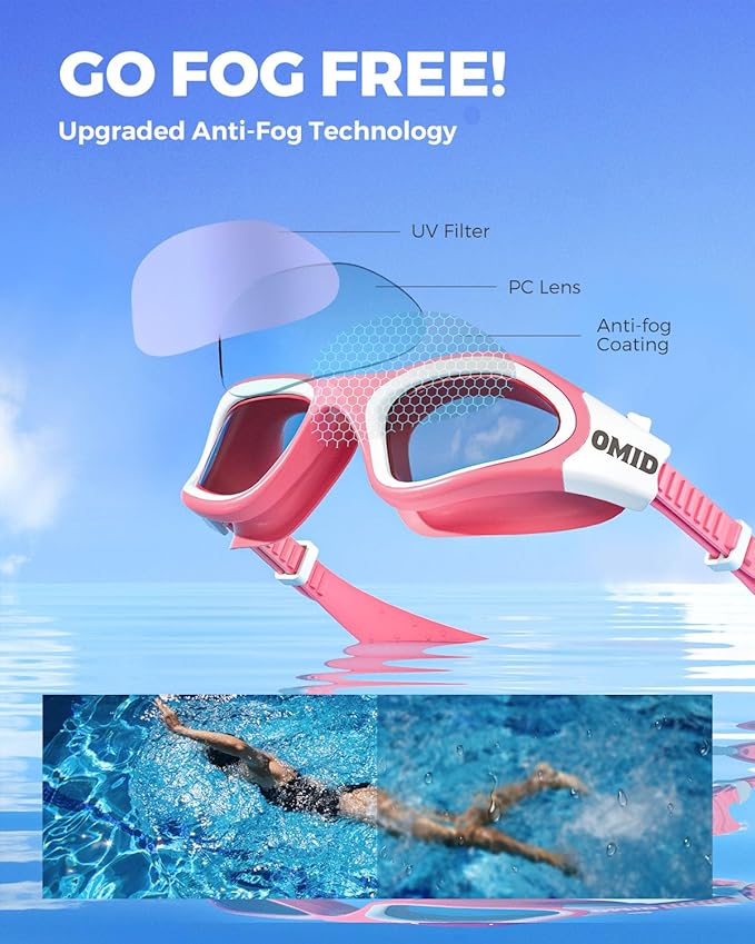 OMID Swim Goggles, P2 Polarized Swimming Goggles for Men Anti-fog Goggles Swimming for Adult Women