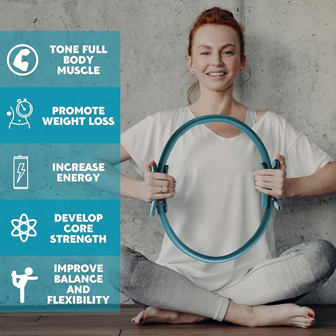 Syhood Pilates Ring 11. 81 Inch Pilates Circle Yoga Ring Magic Lightweight Flexible Workout Equipment for Fitness Physical Therapy Resistance Exercise Arms Legs