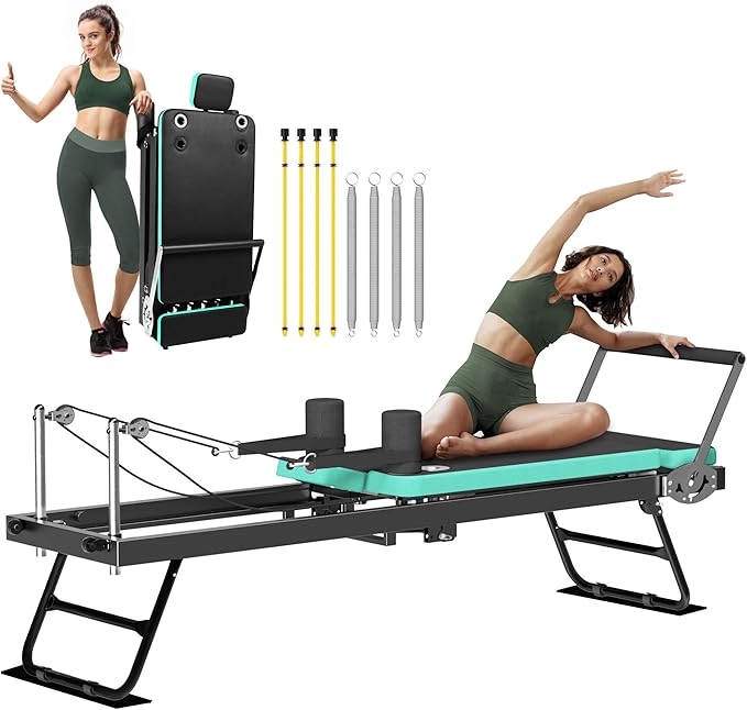 Pilates Reformer, Foldable Reformer Pilates Machine, Pilates Equipment for Home Women Use Gym Workout & Advanced and Beginners Users, Up to 400 lbs Weight Capacity Reformers