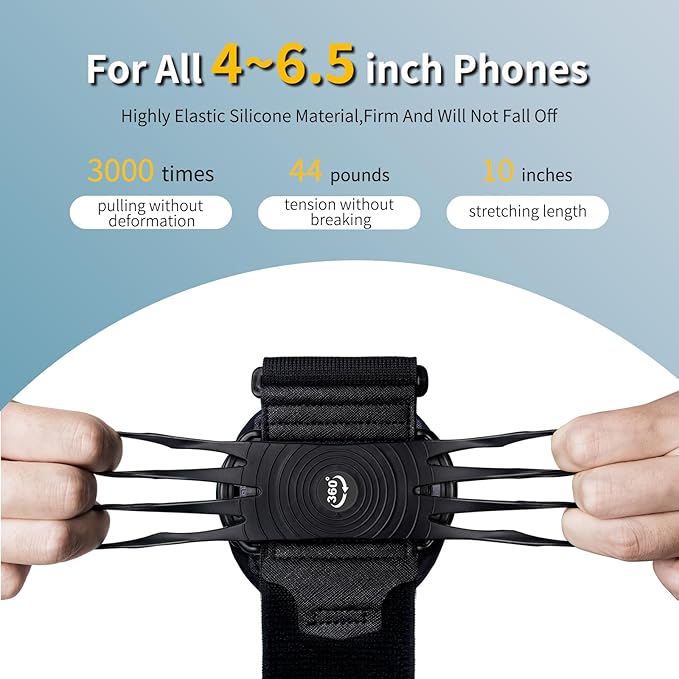 Running Armband 360°Rotatable for Phone Holder,Upgrade Anti-Drop Forearm Phone Armband for iPhone 16/15/14/Pro/Mini/12/11/SE/XR XS,Fits All 4-6.5 Inch Smartphones (ArmBlack)