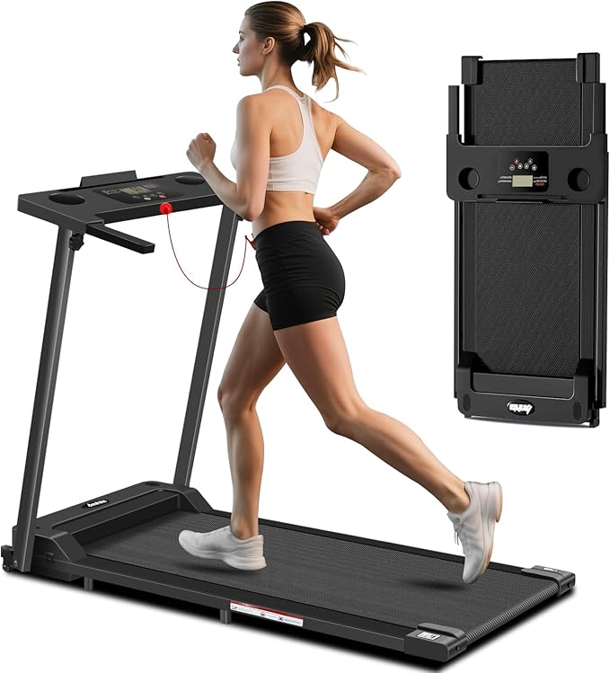 Portable Foldable Treadmills for Home, Small Folding Treadmill for Home Office with 300 LBS Capacity, Walking Running Exercise Electric Compact Treadmill with LED Display