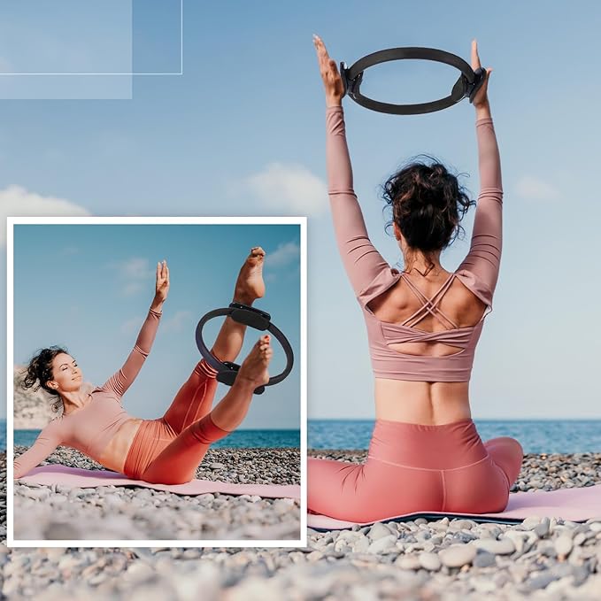 Syhood Pilates Ring 11. 81 Inch Pilates Circle Yoga Ring Magic Lightweight Flexible Workout Equipment for Fitness Physical Therapy Resistance Exercise Arms Legs