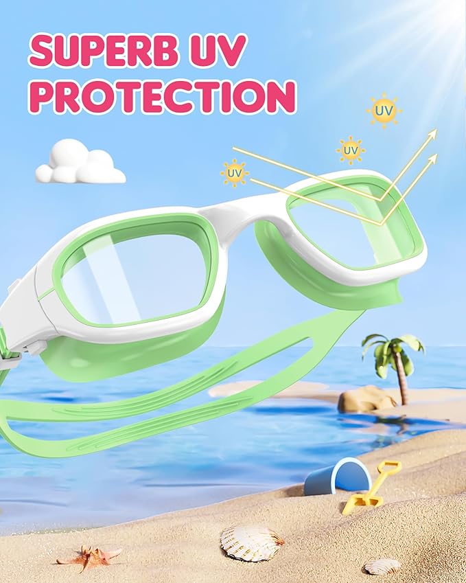 Kids Swim Goggles,Swimming Goggles for Kids 6-14, Anti-Fog UV Protection Pool Glasses for Boys Girls