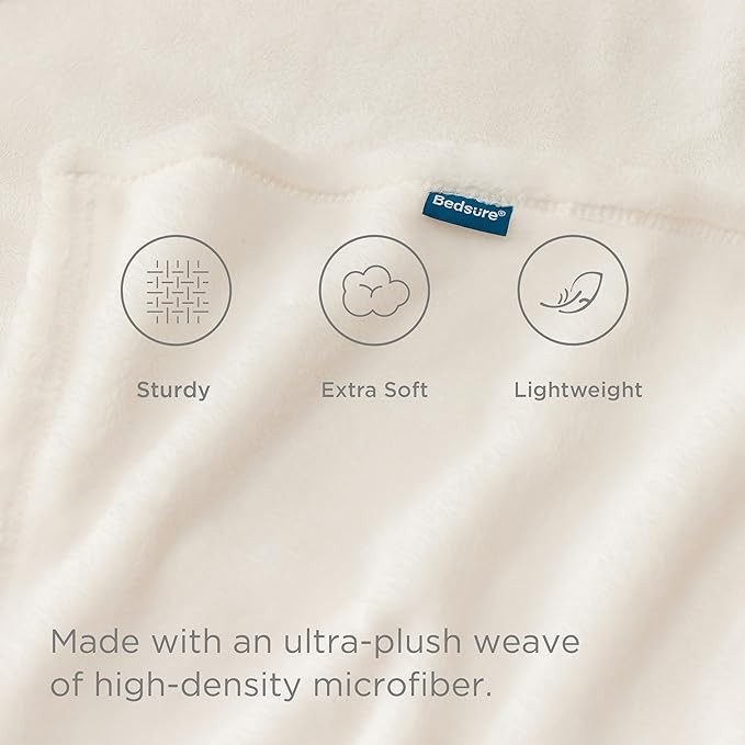 Bedsure Fleece Bed Blankets Full Size Cream - Soft Lightweight Plush Fuzzy Cozy Luxury Blanket Microfiber, 84x90 inches