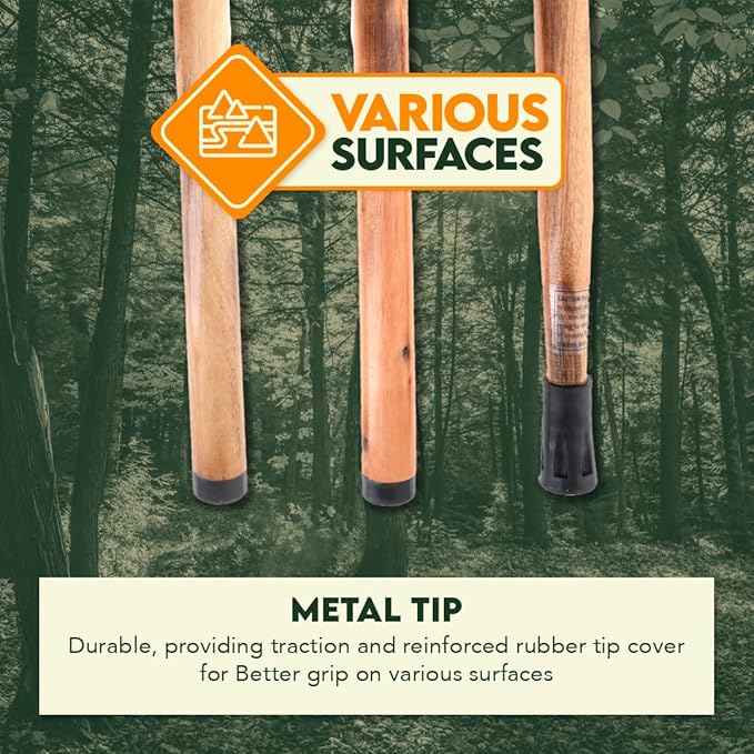 SE 3 Piece 55" Detachable Pine Wood Walking/Hiking Stick with Metal Tip, Reinforced Rubber Tip, and Water-Resistant Travel Pouch - Portable and Durable for Outdoor Adventures