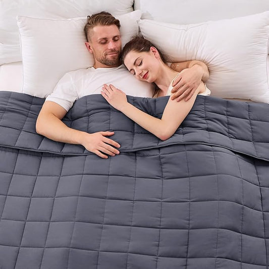 yescool Weighted Blanket for Adults (20 lbs, 88” x 104”, Grey) Cooling Heavy Blanket for Sleeping Perfect for 190-210 lbs, Queen Size Breathable Blanket with Premium Glass Bead, Machine Washable