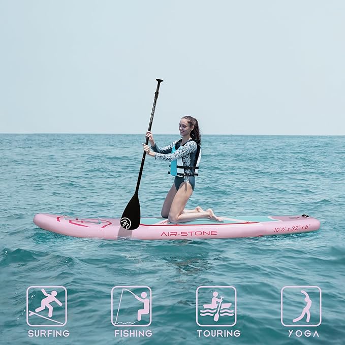 AIR-STONE 10'6” 450 lb Capacity，Inflatable Stand Up Paddle Board with sup Accessories Including Backpack, Repairing Kits, Non-Slip Deck, Leash, 3 Fins, Paddle and Hand Pump