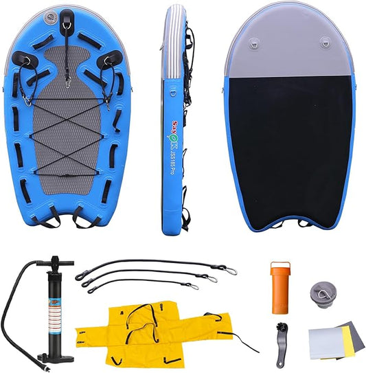 SAYOK Large Inflatable Sled Water Floating Mat Jet Ski Sled Board for Professional Emergency Rescue, Big Wave Surfing
