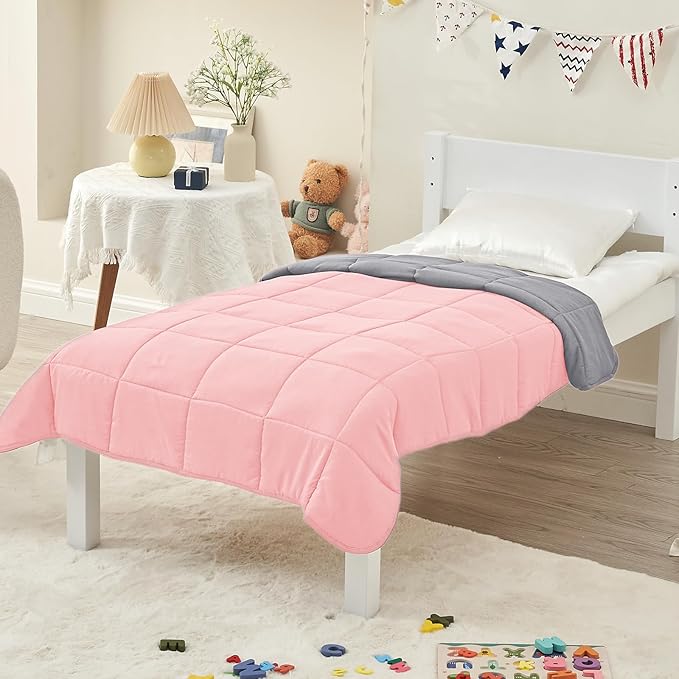 yescool Weighted Blanket (10 lbs, 41" x 60", Pink Grey) Cooling Heavy Blanket for Sleeping Perfect for 90-110 lbs, Breathable Blanket with Premium Glass Bead, Machine Washable