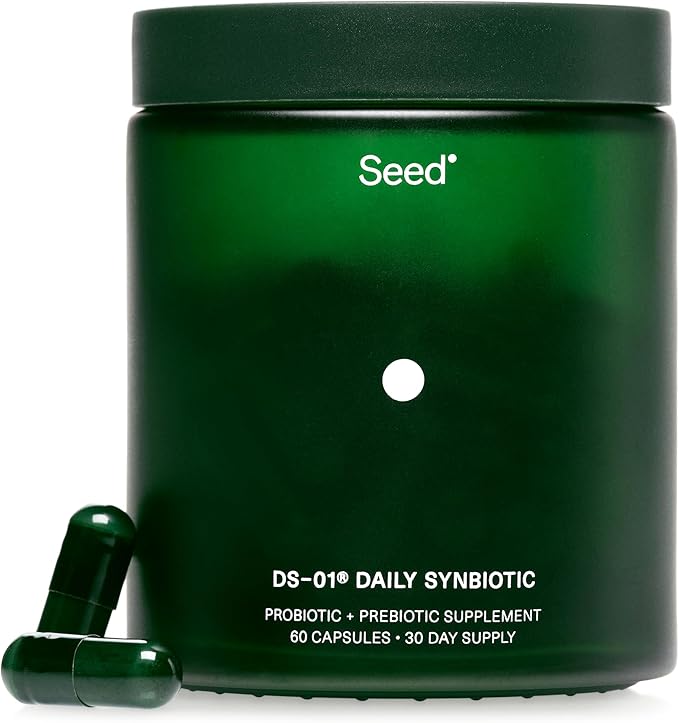 Seed DS-01 Daily Synbiotic - Prebiotic and Probiotic for Women & Men - Digestive Health, Gut Health, Immune Support, Bloating & Constipation Relief - Vegan & Shelf-Stable - 60 Capsules (30-Day Supply)