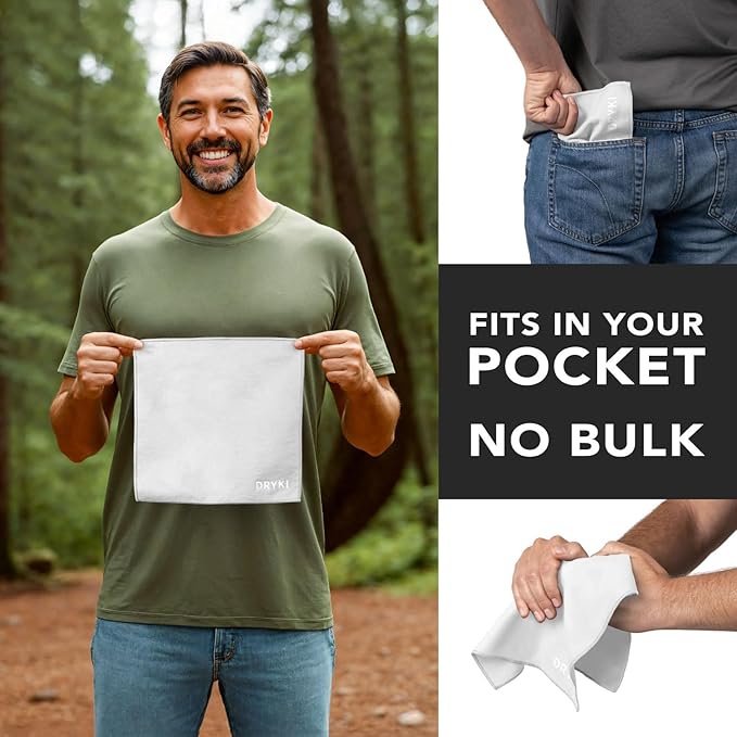 Pocket-Sized Sweat Towels - The Original Sweat Absorbing Handkerchiefs - Quick-Dry Microfiber Sweat Rags for Face, Hands, & Body - Men & Women - Gym, Sports, and Work (White: 5 Pack)