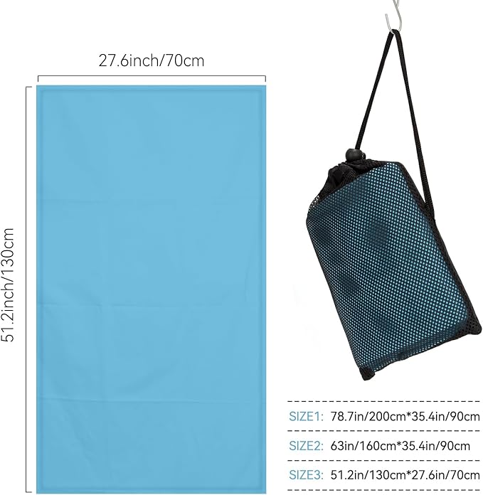 Microfiber Beach Towel-Perfect for Travel, Sports, Camping, Swimming, Yoga, Gym- Quick Dry, Sand Free, Compact, Lightweight, Absorbent (Marine Blue,Medium(130x70cm, 51x27”))