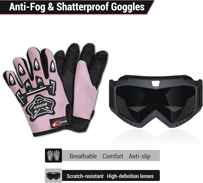 Youth Dirt Bike Helmet DOT Certified - Full Face Motorcycle Helmet for Off-Road, ATV, Street Riding, Includes Adjustable Goggles & Protective Gloves