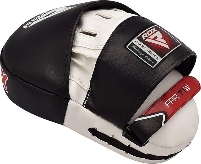 RDX Boxing Pads Focus Mitts, Maya Hide Leather Curved Hook and Jab Target Hand Pads, Great for MMA, Kickboxing, Martial Arts, Muay Thai, Karate Training, Padded Punching, Coaching Strike Shield