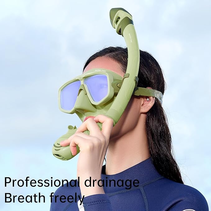 WATERTIME Snorkeling Gear for Adults, Dry Top Snorkel Set with Anti-Fog Panoramic Diving Mask & Waterproof Design, Adult Snorkel Mask for Snorkeling and Scuba Diving