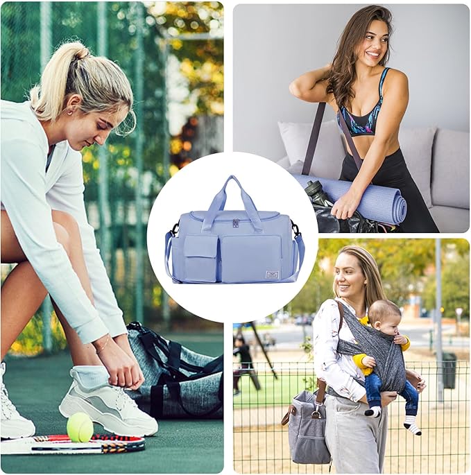 FIORETTO Women's Gym Duffle Bag with Shoes Compartment, 37L Capacity, Ideal for Travel, Gym, Sports, Duffel, Weekender