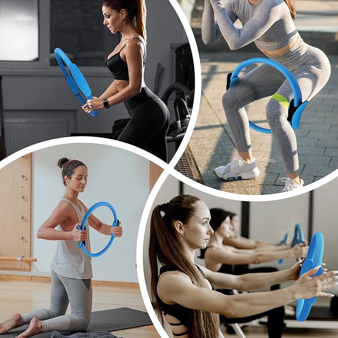 Pilates Ring Fitness Circle 14" Yoga Rings Magic Circle with Dual Padded Handles for Toning Arms, Thighs/Legs & Core，Home Exercise Equipment ﻿