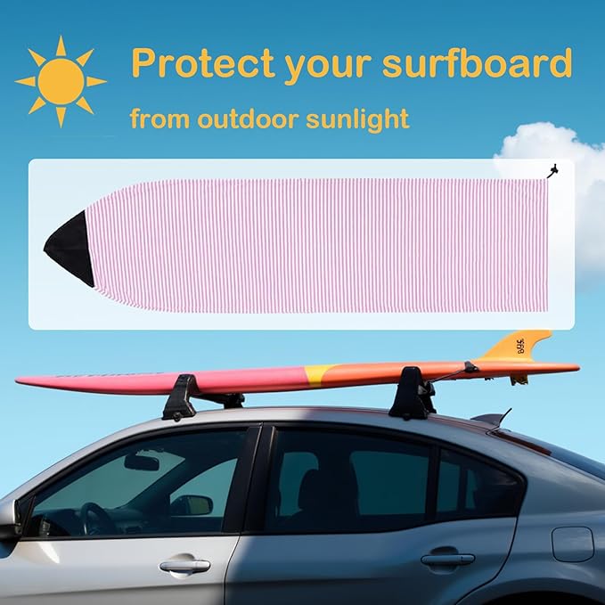 Surf Sock, Surfboard Sock Cover for Longboard Paddleboard Surf Board Sup Paddle Board, 6-8 FT Foot Quick Dry Stretch Surfboard Bag Sleeve with Drawstring Closure