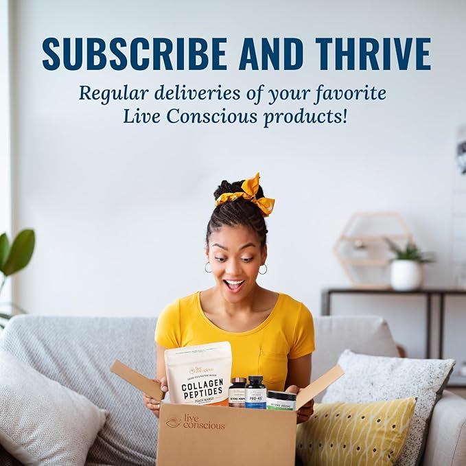 Live Conscious Collagen Peptides Powder Unflavored Packets - Hydrolyzed Collagen Powder - Hair, Skin, Nail, & Joint Support - Type I & III Grass-Fed Collagen Supplements for Women and Men - Pack of 20