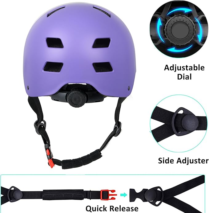Bike Helmet 3 Sizes for Teenager Kids Youth Adults,Bavilk Skateboard Helmet Adjustable Multi-Sport Bicycle Cycling Scooter Roller Skate Inline Skating Rollerblading for Girls Boys Women Men Teen