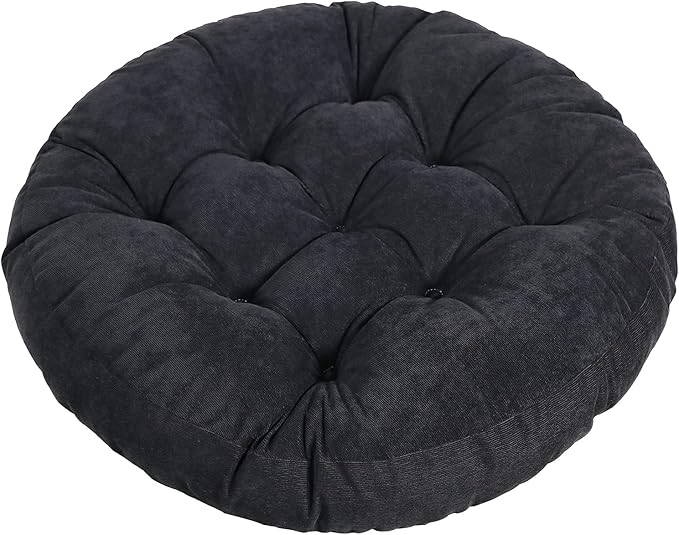 Tiita Floor Pillows Cushions Round Chair Cushion Outdoor Seat Pads for Sitting Meditation Yoga Living Room Sofa Balcony 22x22 Inch, Black