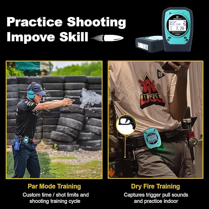 Shot Timer for Shooting Training & Dry Fire Practice,Waterproof,Loud Buzzer, Shot Timer for Shooter,Wireless Connect APP,Camera