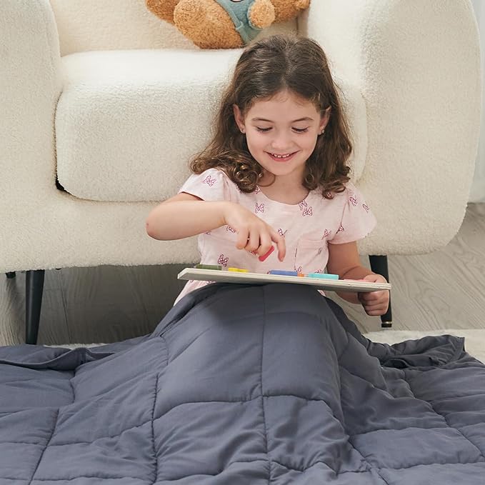 yescool Weighted Blanket (10 lbs, 41" x 60", Grey) Cooling Heavy Blanket for Sleeping Perfect for 60-90 lbs, Breathable Blanket with Premium Glass Bead, Machine Washable
