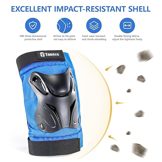 Skating Protective Gear Elbow and Knee Pads Adult, Knee Pads for Men Women Elbow Pads Wrist Guards for Roller Skating Cycling Skateboarding Blue