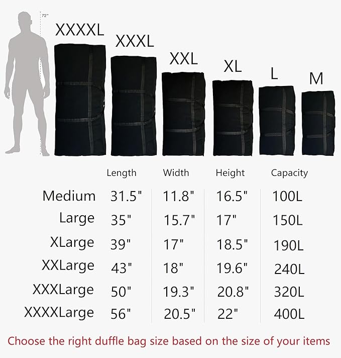 Extra Large Storage Duffle Bag for Travel, Big Foldable XL Duffle Bag for Traveling - Black