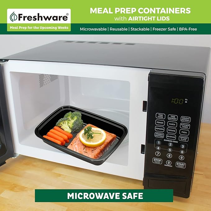 Freshware Meal Prep Containers [50 Pack] 1 Compartment Food Storage Containers with Lids, Bento Box, BPA Free, Stackable, Microwave/Dishwasher/Freezer Safe (16 oz)