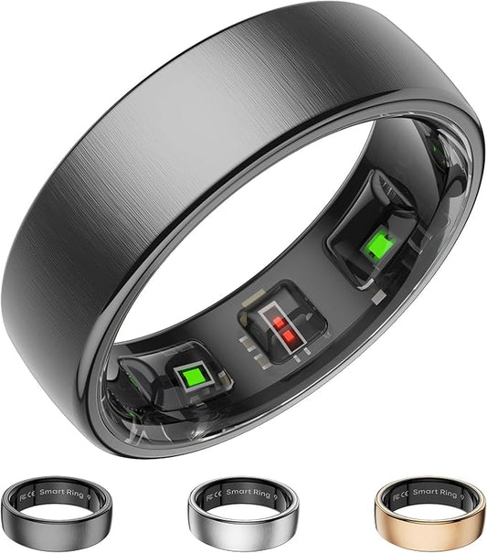 Fitness Tracker, Smart Ring for Women Men, Fitness Ring with Sleep Tracker, 24/7 Heart Rate Monitor, Health Activity Trackers,Step Counter,Calorie Pedometer,No Subscription,for iOS Android(Black,#14)