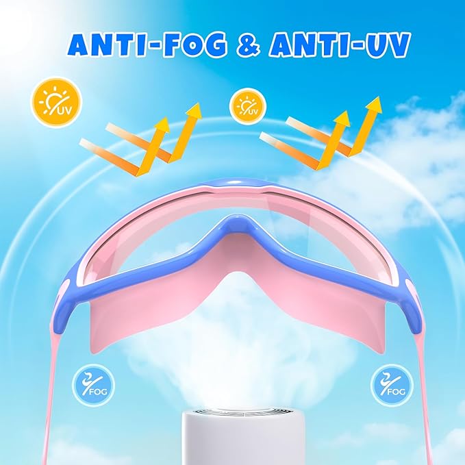 Swim Goggles for Kids 3-15 with Earplugs Large Frame Anti-Fog/UV Swimming Goggles for Boys Girls Toddler 2PCS