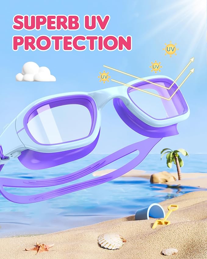 Kids Swim Goggles,Swimming Goggles for Kids 6-14, Anti-Fog UV Protection Pool Glasses for Boys Girls
