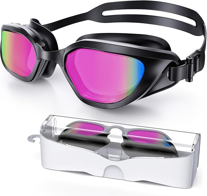 Swim Goggles, Unisex Adult Swimming Goggles Anti Fog Anti UV No Leakage Wide View for Men Women Youth