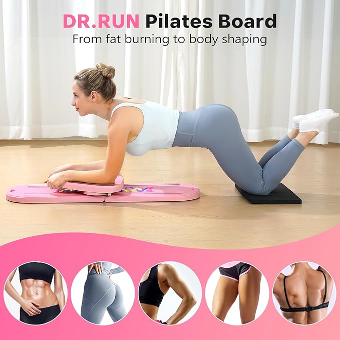 Pilates Board, Pilates Reformer Set, 7 in 1 Multifunctional Pilates Reformer Machine with Timer, Portable Foldable Pilates Board for Home Workout, Pilates Kit with Storage Bag