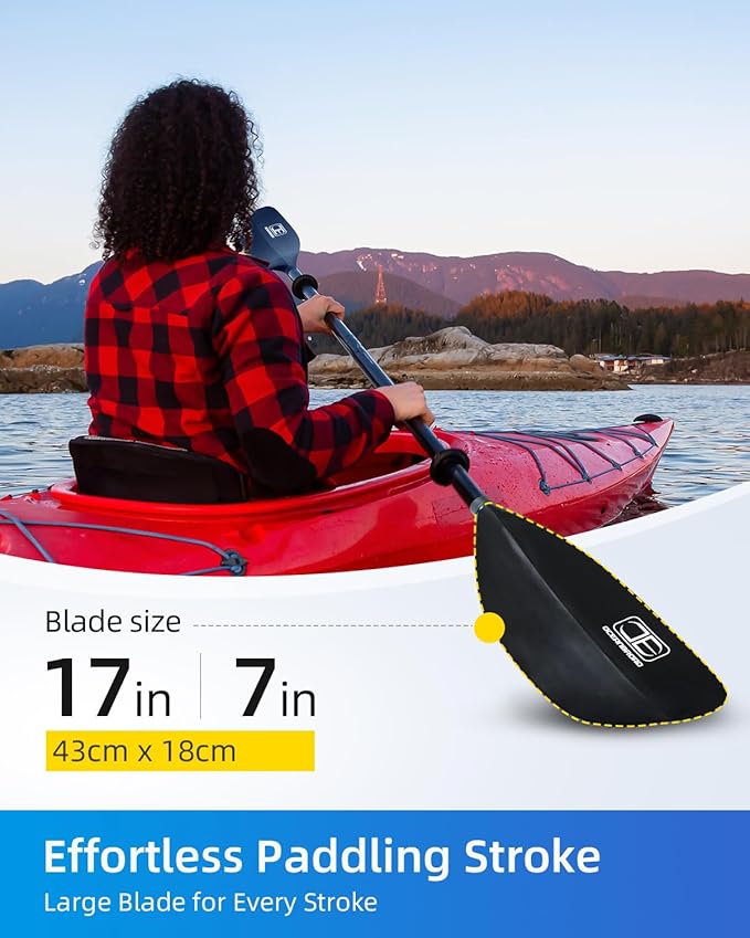 OCEANBROAD Kayak Paddle 86in/218cm, 90.5in/230cm Alloy Shaft 2-Piece Floatable Kayak Oar for Kayaking Canoeing Boating