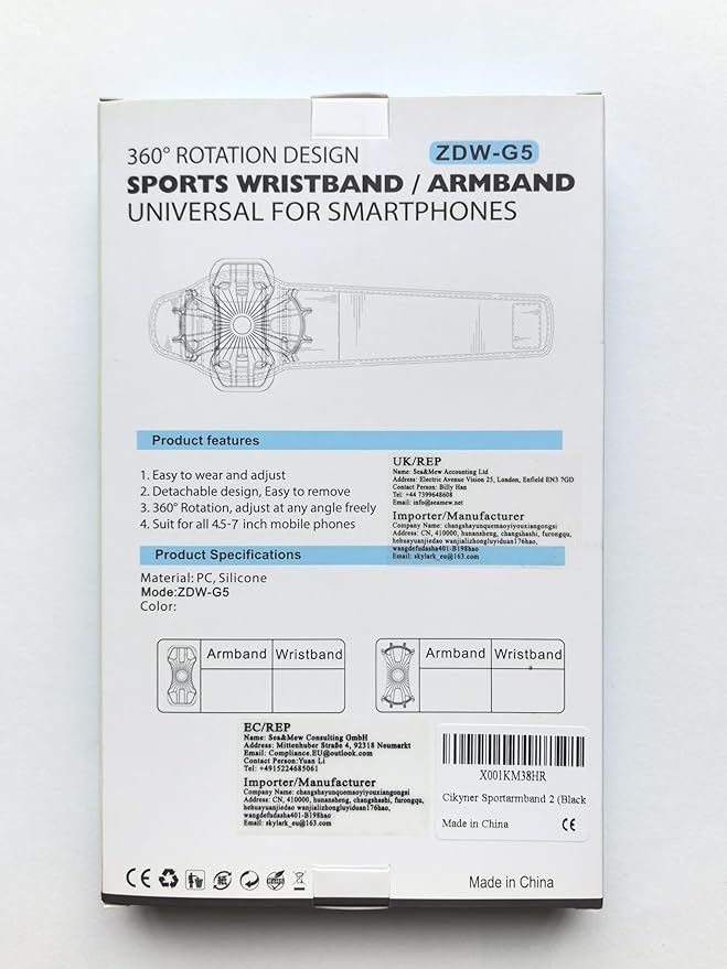 Cikyner Running Armband Phone Holder - 360 Rotatable & Detachable Sports Armband With Earphone/Cash Pocket for 4.5-7'' iPhone - for Gym, Hiking