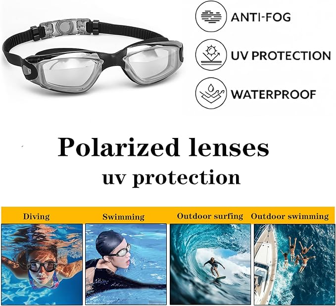 Swim Goggles Swimming Goggles No Leaking with Nose Clip, Earplugs, Swim Cap and Case for Men Women