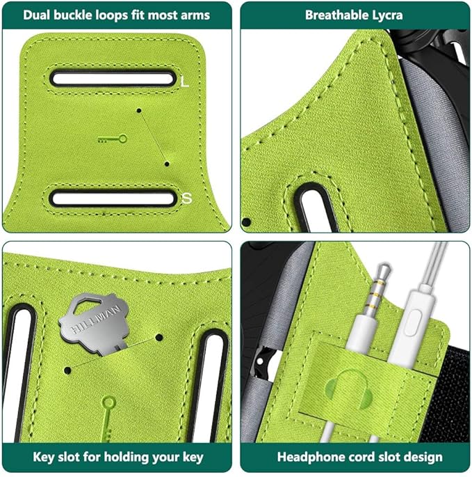 VUP Running Armband 360°Rotatable for iPhone 13/Pro Max/Pro/Mini/12/11/SE/Xs/XR/X/8/7/Plus, Fits All 4-6.7 Inch Smartphones, with Key Holder Phone Armband for Running Hiking Biking (Green)