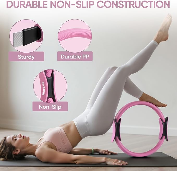 Home Pilates Kit for Women Pilates Equipment Ring and Ball Set Magic Circle Hoop with 5 Resistance Bands Compact Toning Fitness Essentials Starter Set Accessories