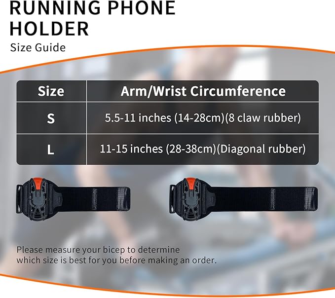 Wristband Phone Holder for Running,Phone Wrist Strap 360° Rotation & Detachable - Compatible with iPhone 16/15/13/XR, for Samsung and More - Fits 4''-6.5'' Phones - for Walking(S)
