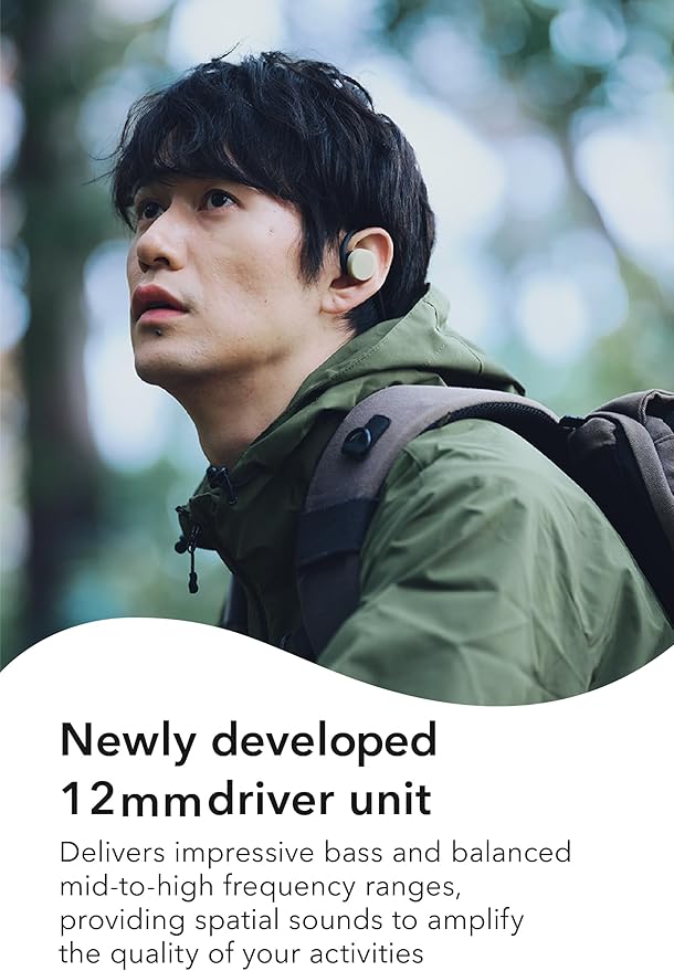 nwm GO Wireless On-Ear Speakers (Open Ear Earphones) Sound Leakage suppressed (PSZ Technology - Bone Conduction Alternative) Designed in Japan | Fog Black