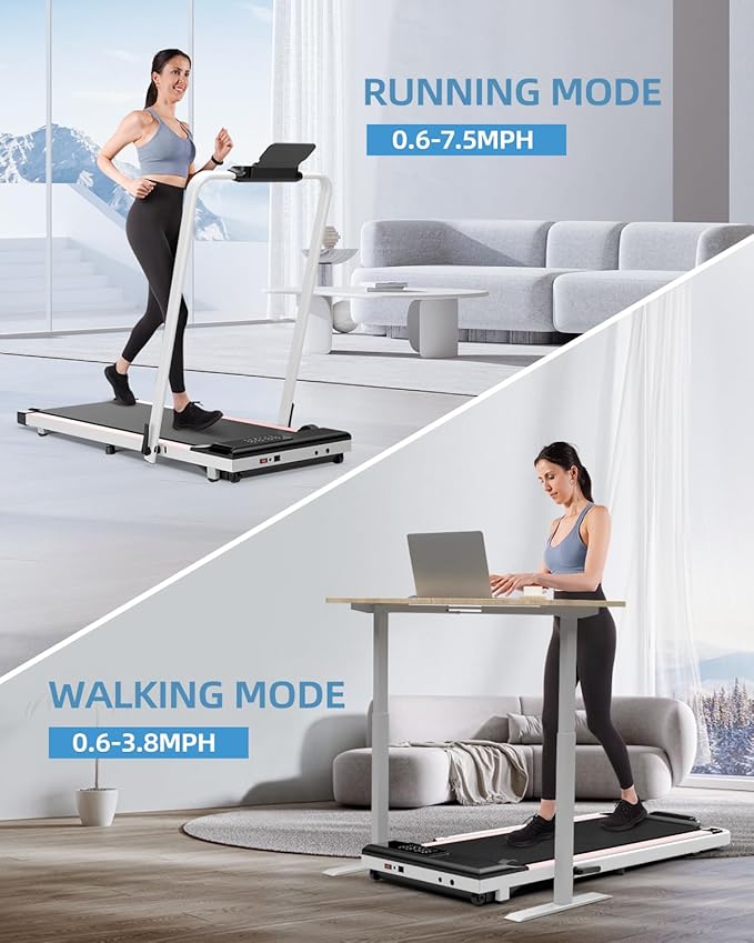Walking Pad Treadmill with Handle Bar 3.0 HP Foldable Treadmills 300LBS Capacity Folding Walking Pad 3 in 1 Under Desk Treadmill Remote Control with APP