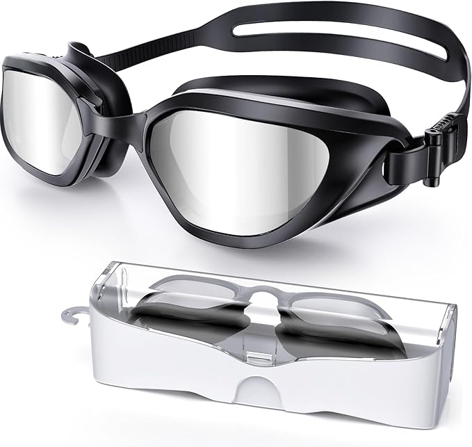 Swim Goggles, Unisex Adult Swimming Goggles Anti Fog Anti UV No Leakage Wide View for Men Women Youth
