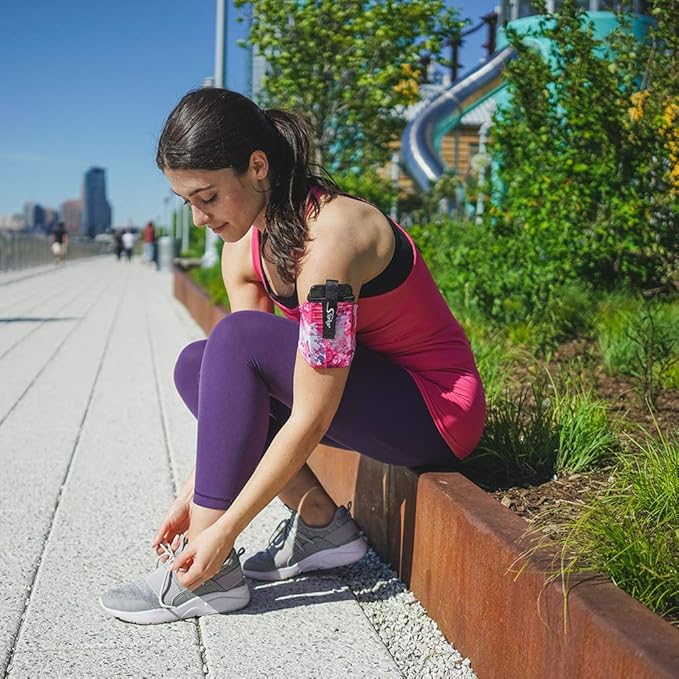 Sprigs Phone Armband Sleeve for iPhone 14, 13, 12, 11, X Galaxy Z, S22, S21, S20 Google Pixel 7, 6, 5. The Lightest & Most Comfortable Running Armband, Stretches to Fit All Phones with Case for Women & Men