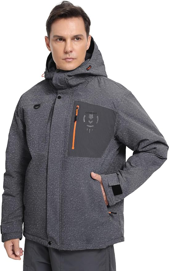 Men's Winter Jacket Waterproof Ski Snow Coat Windproof Snowboard Hooded Raincoats with Warm Graphene lining
