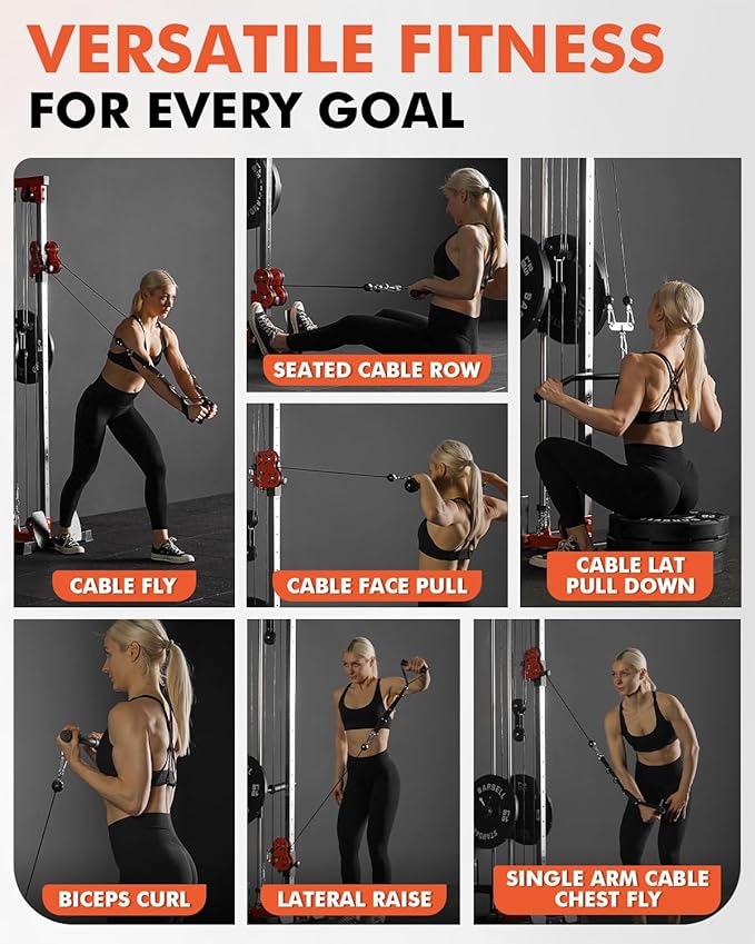 Mikolo Wall Mount Cable Station, Cable Crossover Machine with Dual Pulley System and 18 Adjustable Positions for Home Gym Fitness Equipment