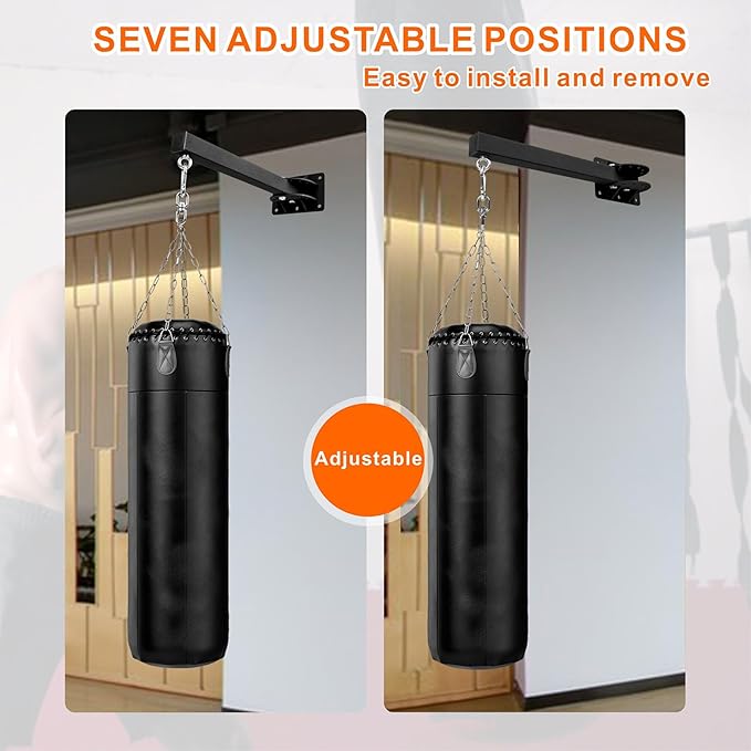 Wall Mount Heavy Bag Hanger, Punching Boxing Bag Hanger, Heavy Duty Bag Hanger Bracket, 360° Swivel Hook for Boxing, Muay Thai and MMA Training Home Gym（7 Adjustable Positions）