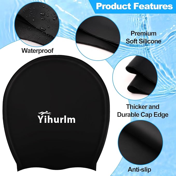 Extra Large Swim Cap,Swimming Caps for Women Men,Swim caps for Women,Waterproof Silicone Swim Cap,Keep Hair Dry,Swim Cap for Braids and Dreadlocks Women,Swim Cap for Long Thick Curly Hair