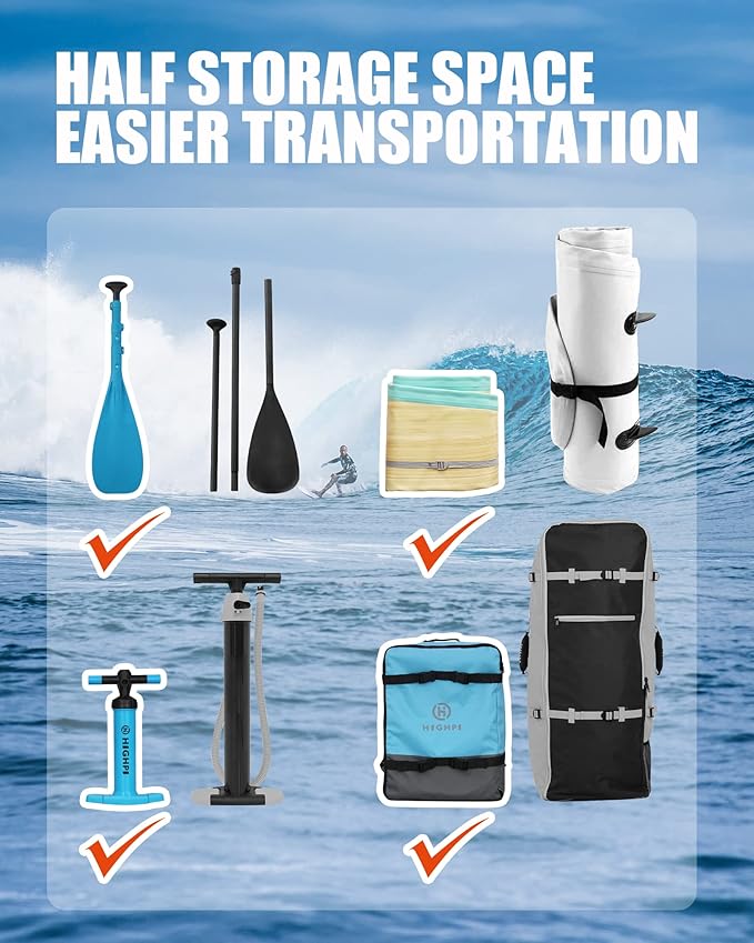 Highpi Inflatable Stand Up Paddle Board for Youth and Adults – Wide Sup with Premium Accessories, Blow Up Paddleboard for Surfing, Fishing, Yoga & More